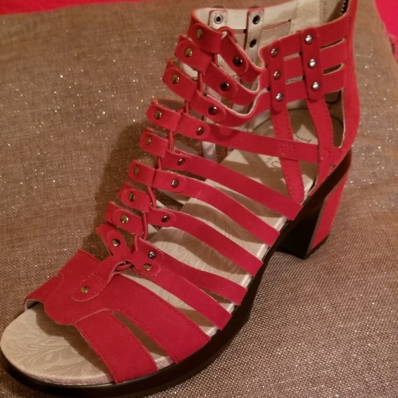 red gladiator shoes